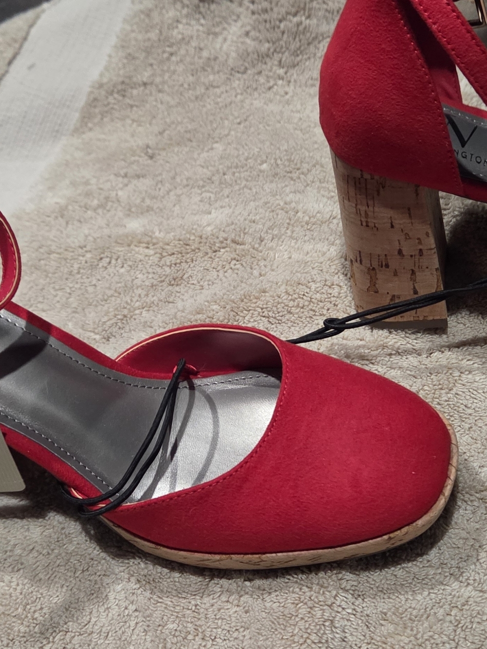 Worthington Red Suede Block Heel Sandals